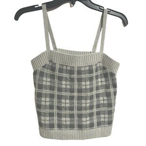 525 America Plaid Sweater Tank Top Gray Womens Small Preppy Casual School Girl